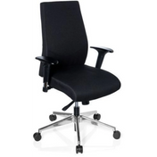Professionell kontorsstol PRO-TEC 250 i svart med armstöd och silverfärgad stjärnfot med hjul från hjh OFFICE