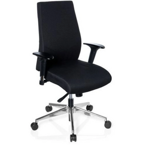 Professionell kontorsstol PRO-TEC 250 i svart med armstöd och silverfärgad stjärnfot med hjul från hjh OFFICE