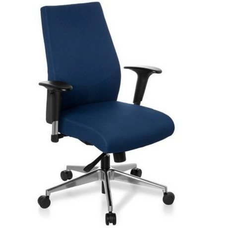 Professionell kontorsstol PRO-TEC 250 med mörkblå tygbeklädnad och silverfärgat underrede från hjh OFFICE