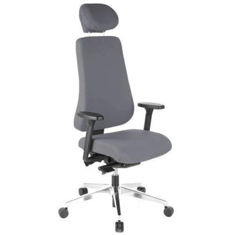 Professionell kontorsstol PRO-TEC 400 i antracitgrått tyg med nackstöd och armstöd från hjh OFFICE