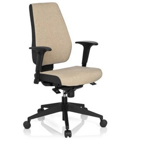 Professionell kontorsstol PRO-TEC 500 med beige tygklädsel, svarta armstöd och stjärnfot med hjul från hjh OFFICE