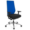 Professionell kontorsstol PRO-TEC 700 i svart och blått med armstöd och aluminiumfotkryss från hjh OFFICE