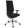 Professionell kontorsstol PRO-TEC 700 med svart klädsel, armstöd och silverfärgad fotkorsbas från hjh OFFICE