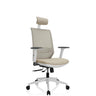 Professionell kontorsstol PROFONDO PRO W i beige med nackstöd och vit fotkors från hjh OFFICE