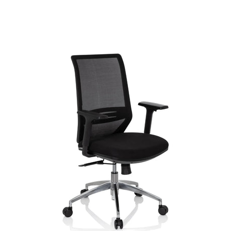 Svart Professionell kontorsstol PROFONDO med nätryggstöd och polerad fotkors från hjh OFFICE