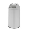 Vit papperskorg PUSH 50L med blank yta och silverfärgat push-lock från hjh OFFICE