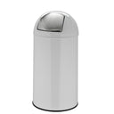 Vit papperskorg PUSH 50L med blank yta och silverfärgat push-lock från hjh OFFICE