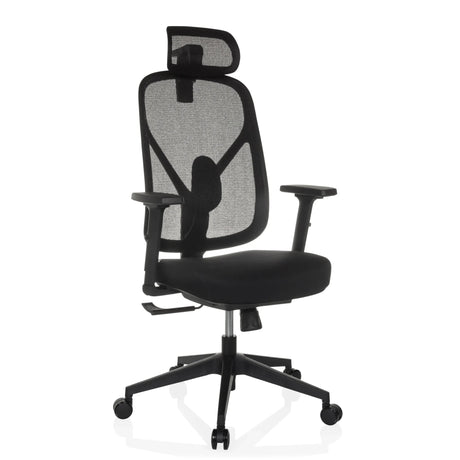 Svart Professionell kontorsstol RALOO ECO med nätryggstöd, nackstöd och armstöd från hjh OFFICE