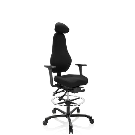 Svart bardiskstol RESISTIO WORK med nackstöd, fotring och stjärnfot med hjul från hjh OFFICE