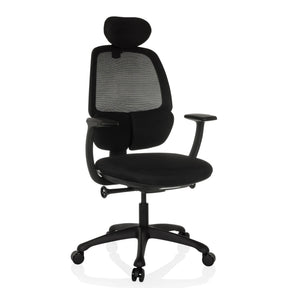Professionell kontorsstol RI-COVER i svart med nätryggstöd, nackstöd och armstöd från hjh OFFICE
