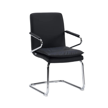 Svart fjädrande stol Rovento V med blank kromram och vadderad sits från hjh OFFICE