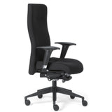 Lyxig chefsfåtölj ROVO XP med svart tygbeklädnad, armstöd och hjulstjärna från Rovo Chair