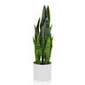 Konstgjorda växter SANSEVIERIA i grönt med långa blad i en vit ytterkruka från hjh OFFICE