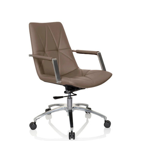 Home Office kontorsstol SARANTO II i macchiatobrun med armstöd och aluminiumstjärnfot från hjh OFFICE