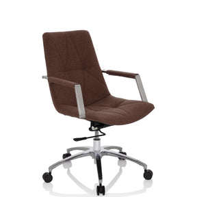 Home Office kontorsstol SARANTO II med mellanbrunt tygöverdrag och silverfärgad fotkorsbas från hjh OFFICE