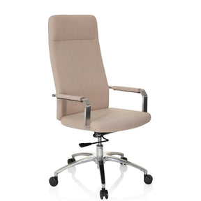 Home Office kontorsstol SARANTO PLUS I med beige tygklädsel och blankt underrede från hjh OFFICE