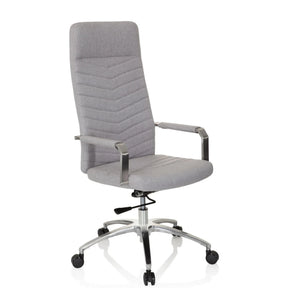 Home Office kontorsstol SARANTO PLUS i ljusgrått med quiltat ryggstöd och aluminiumfotkors från hjh OFFICE