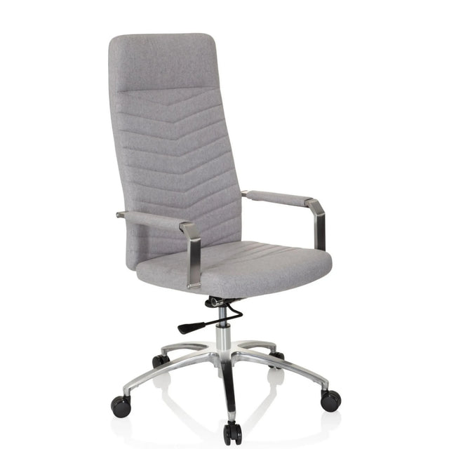 Home Office kontorsstol SARANTO PLUS i ljusgrått med quiltat ryggstöd och aluminiumfotkors från hjh OFFICE