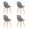 Set med fyra grå skålformade stolar SCANDI 4 med ljusa träben från hjh OFFICE