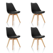 Fyra svarta skålformade stolar SCANDI 4 med ben i ljust trä från hjh OFFICE