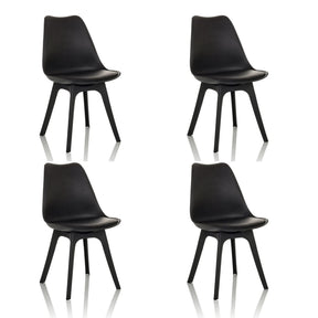 Fyra svarta skålformade stolar SCANDI P med minimalistisk design och fyra ben från hjh OFFICE