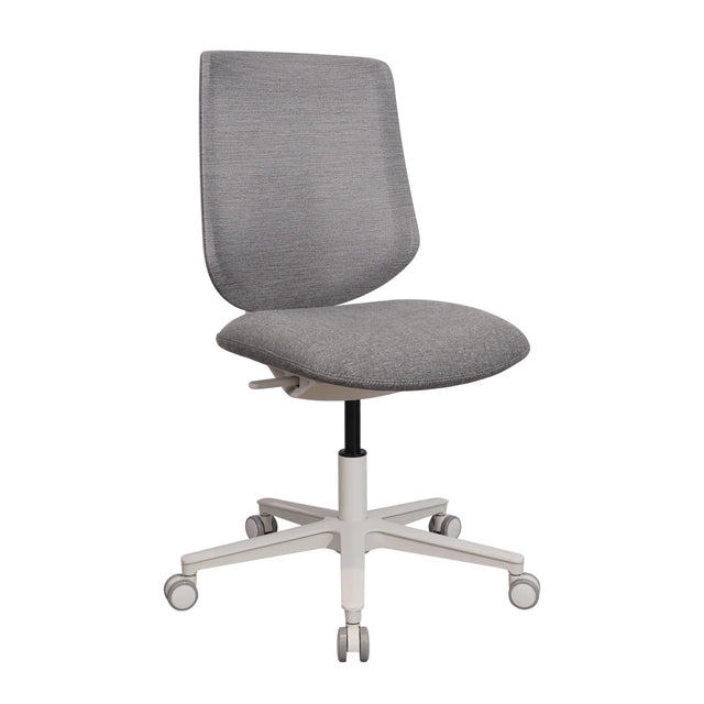 Home Office kontorsstol Sitflex Lady med grått tygöverdrag och vitt stjärnfot med hjul från hjh OFFICE