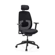 Professionell kontorsstol Skandis Pro i svart med nackstöd och nätrygg från hjh OFFICE