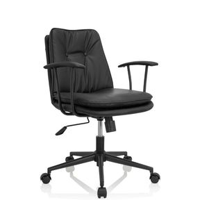 Svart Home Office kontorsstol SMALLO med konstläderklädsel och armstöd från hjh OFFICE
