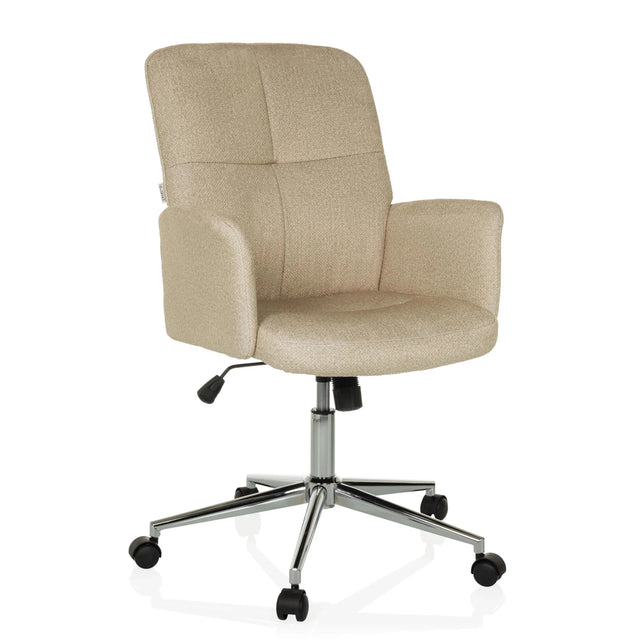 Home Office kontorsstol SOLAO 400 med beige tygklädsel och blank stjärnfot på hjul från hjh OFFICE