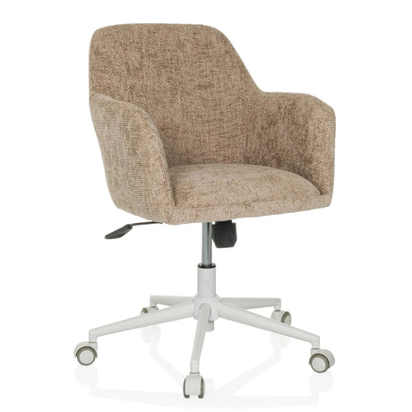 Home Office kontorsstol SOLAO HOME med beige tygklädsel och vitt stjärnfot med hjul från hjh LIVING