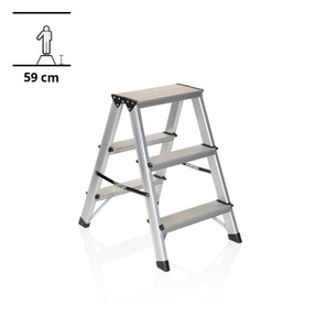 Fällbar stege i aluminium SOLID med tre steg och en höjd på 59 cm från hjh OFFICE
