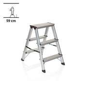 Fällbar stege i aluminium SOLID med tre steg och en höjd på 59 cm från hjh OFFICE