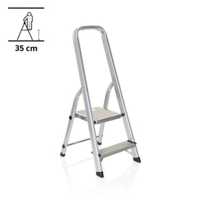 Fällbar stege i aluminium SOLID I med två steg och integrerat handtag från hjh OFFICE