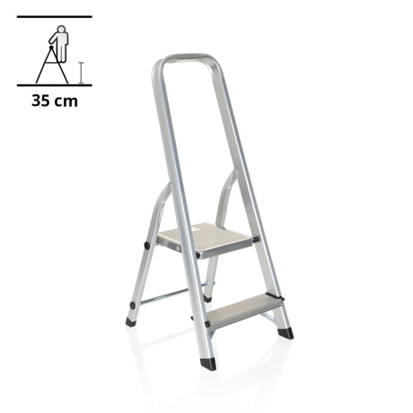 Fällbar stege i aluminium SOLID I med två steg och integrerat handtag från hjh OFFICE
