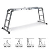 Fällbar stege i aluminium SOLID W3 med tolv steg i olika positioner från hjh OFFICE