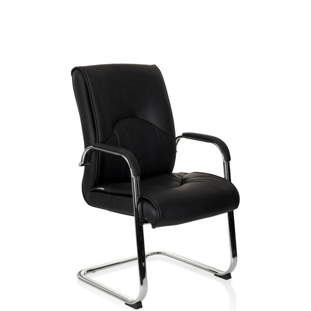 Svart fjädrande stol SOVRANO V med konstläderklädsel och kromad metallram från hjh OFFICE