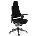 Svart Professionell kontorsstol SPEKTRE BLACK med tygklädsel, nackstöd och armstöd från hjh OFFICE