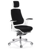 Professionell kontorsstol SPEKTRE med svart tygklädsel, vit ram och nackstöd från hjh OFFICE