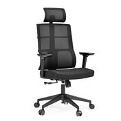 Professionell kontorsstol SPINIO PRO i svart med nätryggstöd och nackstöd från hjh OFFICE