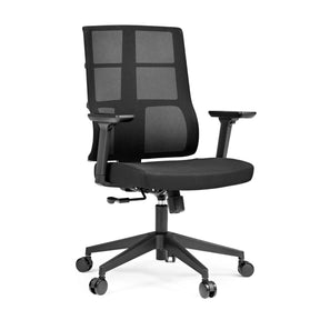 Svart Professionell kontorsstol SPINIO med nätryggstöd och justerbara armstöd från hjh OFFICE