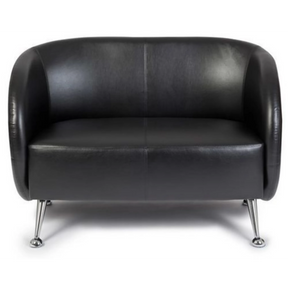 Svart loungesoffa ST. LUCIA som tvåsitssoffa med glänsande metallfötter från hjh OFFICE
