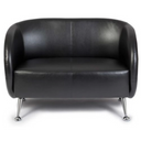 Svart loungesoffa ST. LUCIA som tvåsitssoffa med glänsande metallfötter från hjh OFFICE