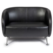 Svart loungesoffa ST. LUCIA som tvåsitssoffa med glänsande metallfötter från hjh OFFICE