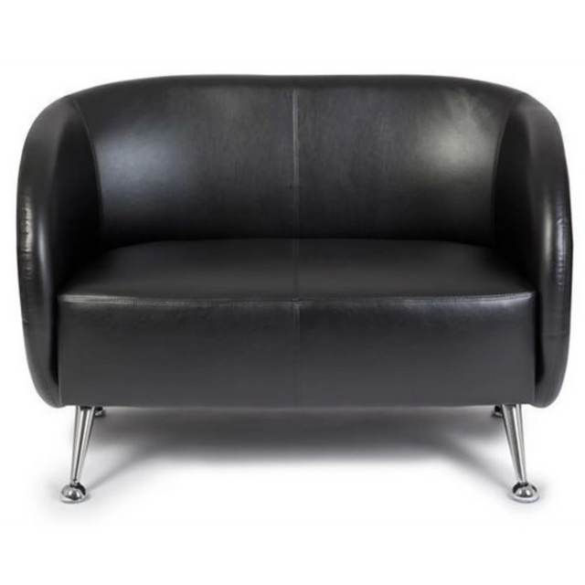 Svart loungesoffa ST. LUCIA som tvåsitssoffa med glänsande metallfötter från hjh OFFICE