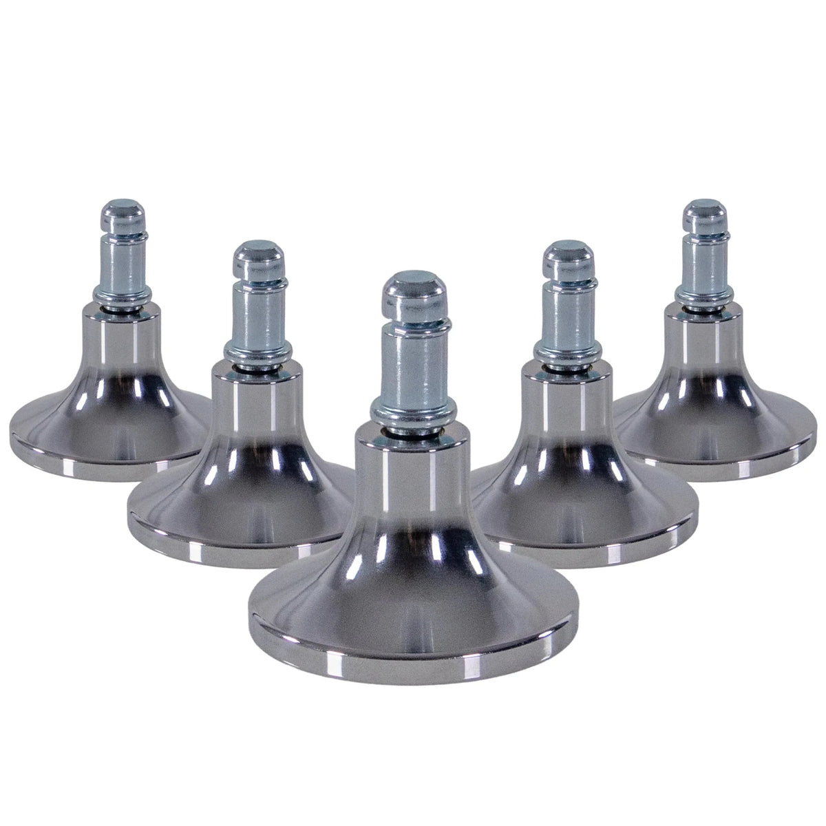 Fem silverfärgade möbeltassar STAND C för mattgolv med blank yta från hjh OFFICE