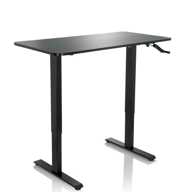 Svart ståskrivbord STAND CR med vevmekanism och T-ben från hjh OFFICE