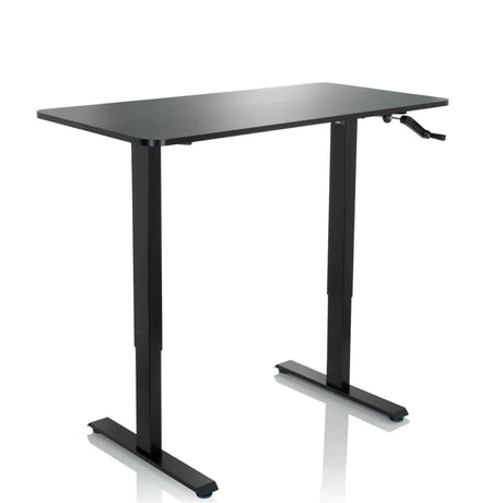 Svart ståskrivbord STAND CR med vevmekanism och T-ben från hjh OFFICE