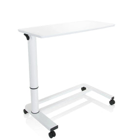 Vitt Ståskrivbord STAND II med höjdjusterbart ben och fyra hjul från hjh OFFICE