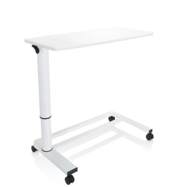 Vitt Ståskrivbord STAND II med höjdjusterbart ben och fyra hjul från hjh OFFICE