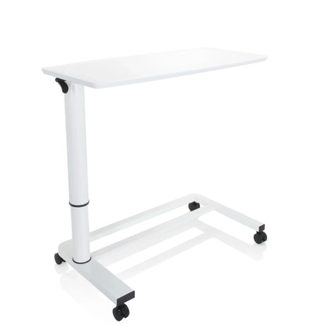 Vitt Ståskrivbord STAND II med höjdjusterbart ben och fyra hjul från hjh OFFICE